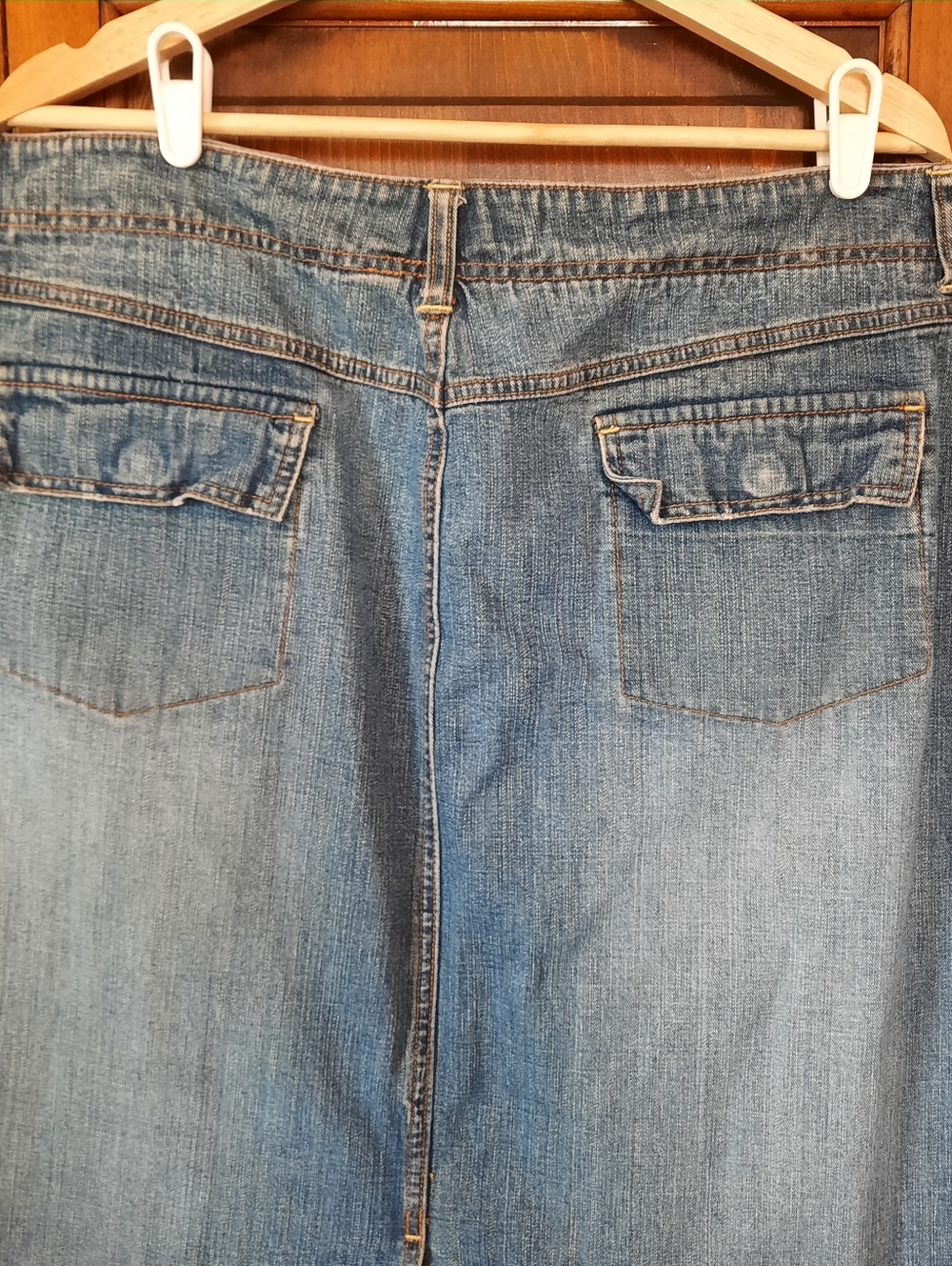 Vintage Y2K Old Navy 100% Cotton Medium Wash Denim Jean Maxi Skirt Size 18 - Picture 9 of 11